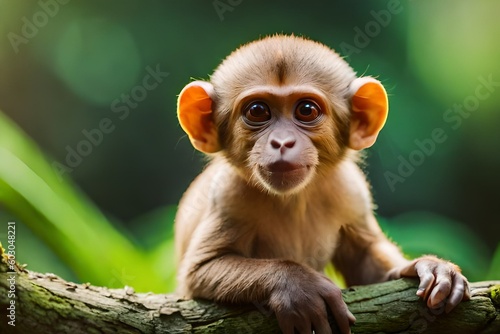 Monkey baby portrait, Generative AI © nali