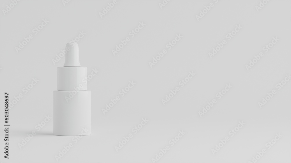 White Cosmetic Bottle Mockup 3D Illustration White Cosmetic Bottle Mockup 3D Illustration