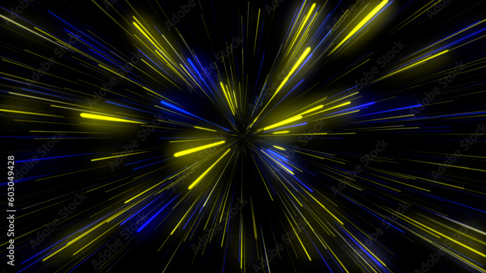 Abstract background with colorful spectrum. Bright blue yellow neon rays and glowing lines. Abstract background with colorful spectrum. Bright blue yellow neon rays and glowing lines.