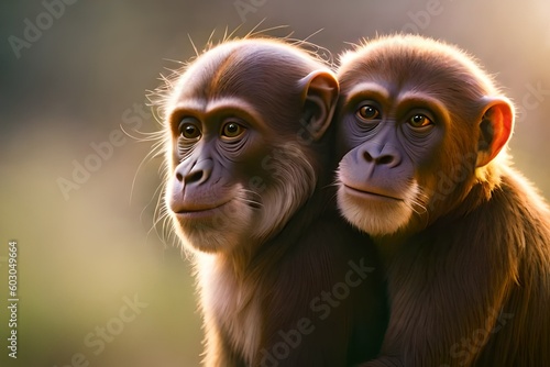 Monkey portrait in love, Generative AI © nali