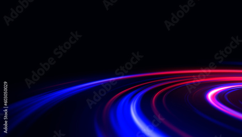 Speed light moving lines. Illustration of flash neon and light glowing on dark scene.