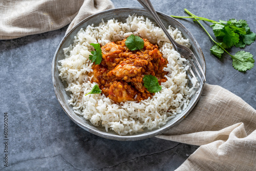 Chicken dhansak curry with rice
