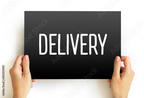 Delivery text on card, concept background