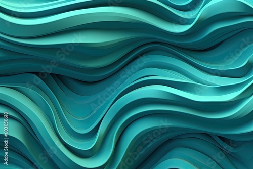 Teal 3D backdrop with seamless loops, organic patterns, dreamlike abstraction resembling a canvas, colorful curves. Generative AI