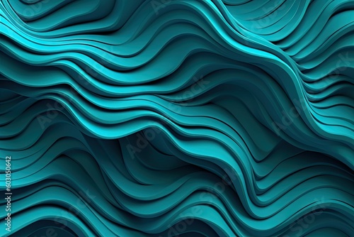 Teal 3D backdrop with seamless loops, organic patterns, dreamlike abstraction resembling a canvas, colorful curves. Generative AI