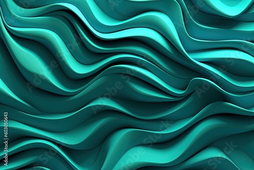 Teal 3D backdrop with seamless loops, organic patterns, dreamlike abstraction resembling a canvas, colorful curves. Generative AI