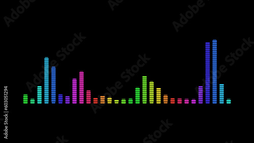 Design of sound music bars  Multicolored digital equalizer with reflection over dark background