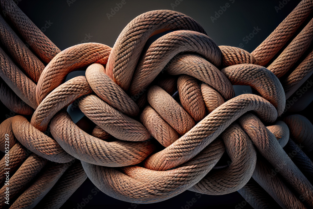 thick rope tied into a complex knot. Generative AI Stock Illustration ...