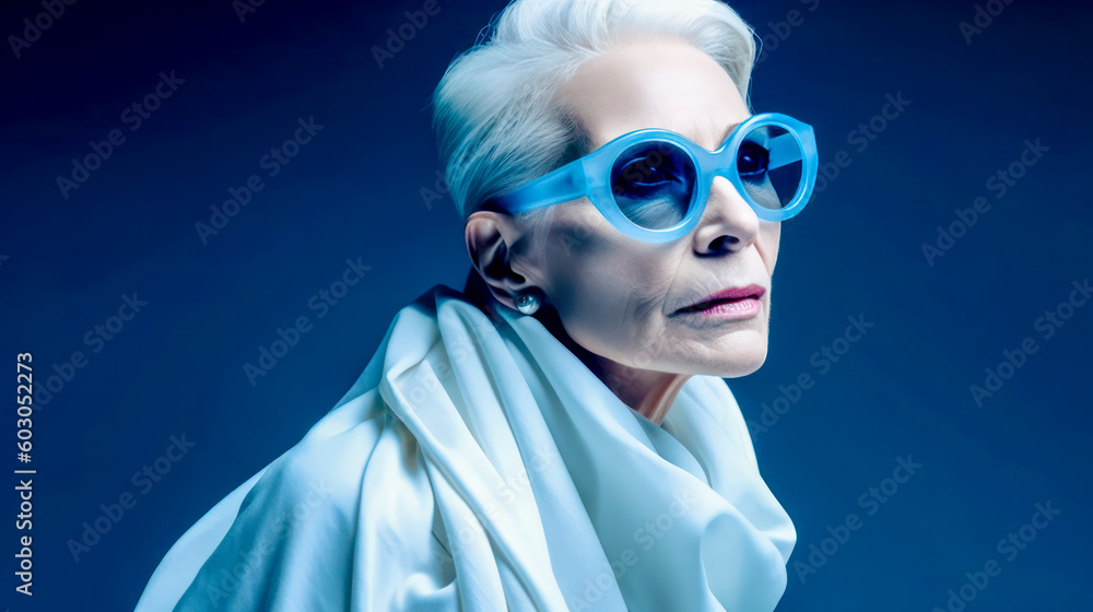 Mature Woman in Fashion Stylish as a Model Illustration Generative AI Background Cover Magazine Mature Woman in Fashion Stylish as a Model Illustration Generative AI Background Cover Magazine