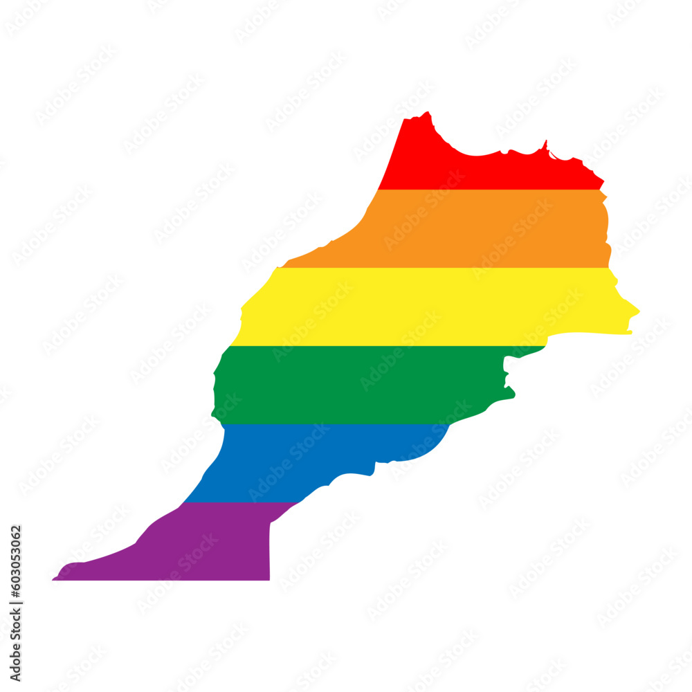 Morocco country silhouette. Country map silhouette in rainbow colors of LGBT flag. Morocco country silhouette. Country map silhouette in rainbow colors of LGBT flag.