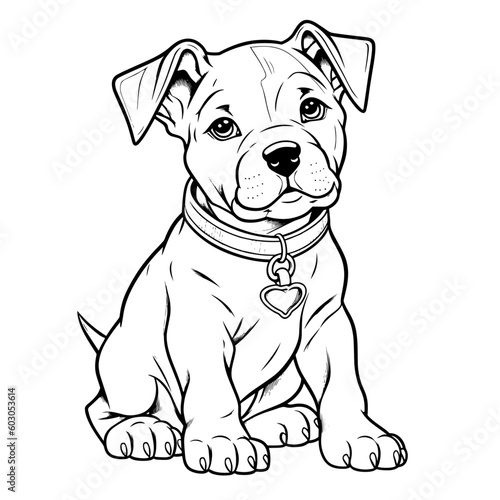 coloring book  pitbull puppy dog