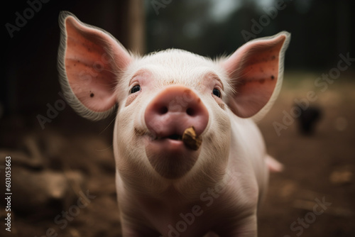 cute pig sticking out tongue
