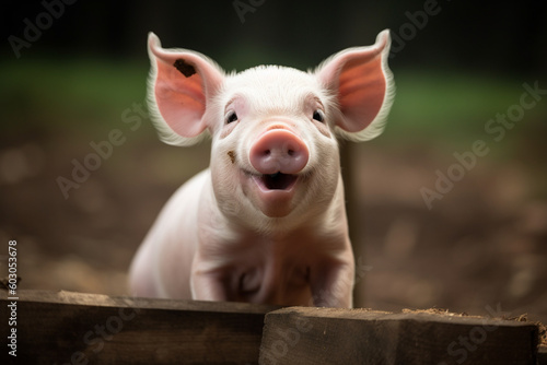 cute pig sticking out tongue