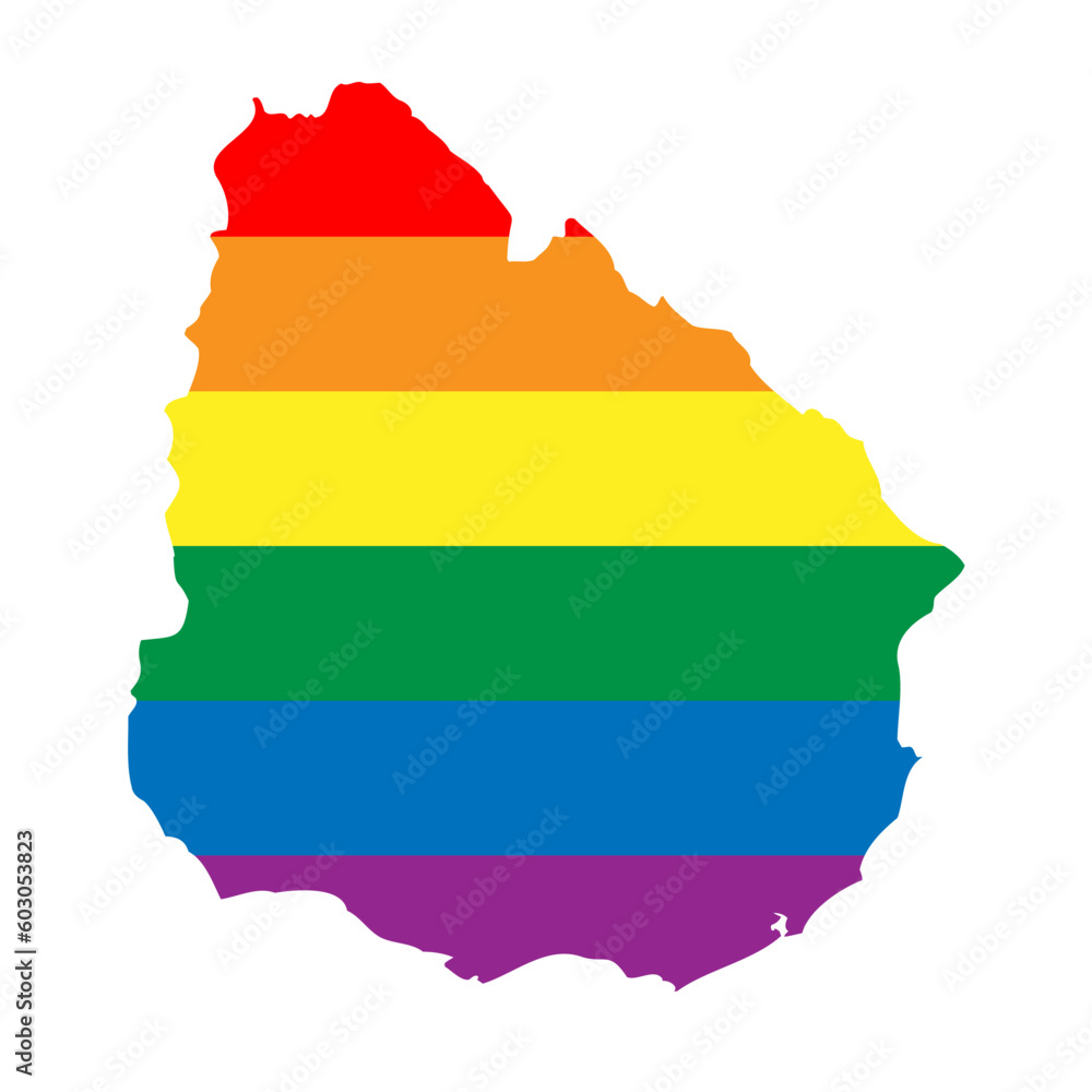 Uruguay country silhouette. Country map silhouette in rainbow colors of LGBT flag. Uruguay country silhouette. Country map silhouette in rainbow colors of LGBT flag.