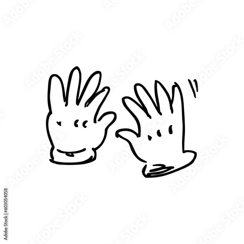 Rubber gloves icon. Hand drawn vector illustration in doodle style.