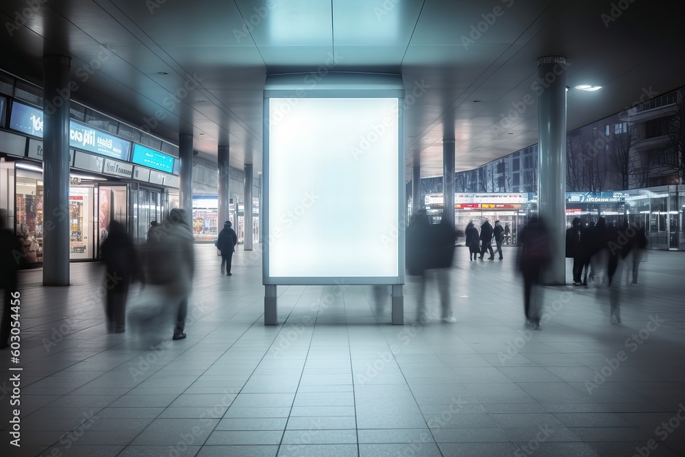 Blank digital signage screen in a public place, ideal for customization, generative ai Blank digital signage screen in a public place, ideal for customization, generative ai