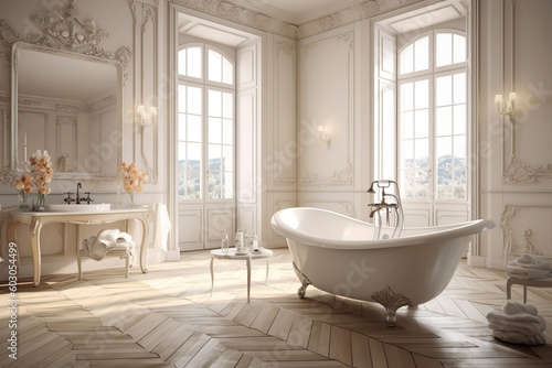 Impressive luxurious bathroom and an elegant classic interior, generative ai