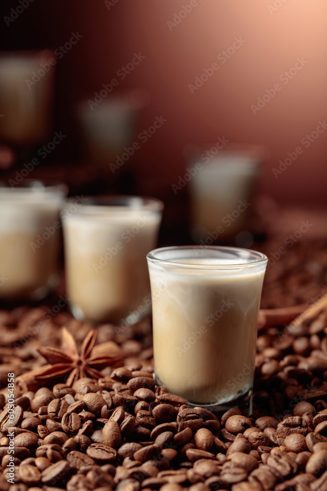 Irish cream and coffee liquor. Irish cream and coffee liquor.