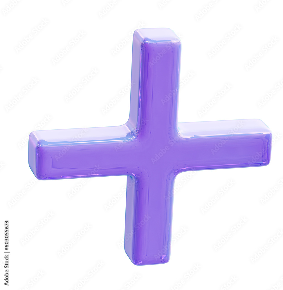 Obraz premium lilac colored plus sign 3d render.