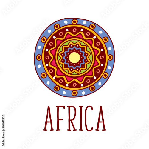 Africa icon, African travel, culture, tourism and life, vector symbol. African tribal art or ornament pattern and Safari banner sign with colorful pattern for traditional African and national tourism
