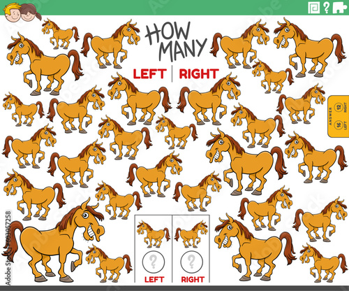 count left and right pictures of cartoon horse character