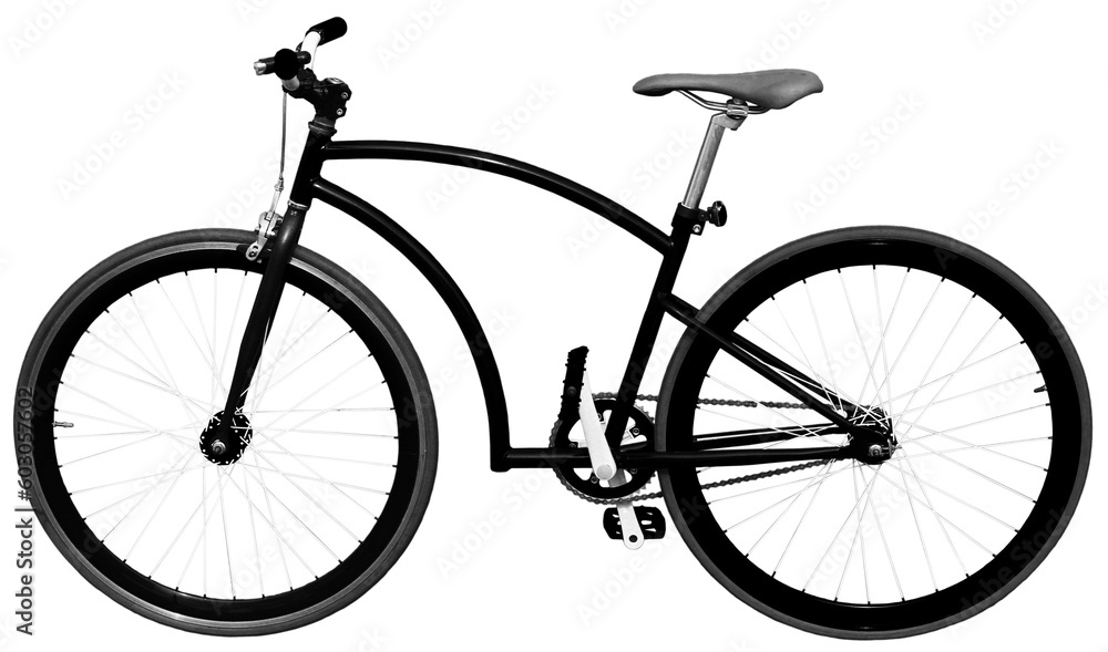 Black bicycle isolated on white background
