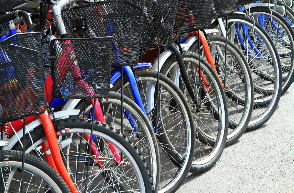 Row of bicycles parked