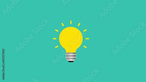 New ideas and cretivity concept with light bulb and puzzle. Vector animation