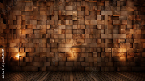wooden abstract cube walls. generative AI © dataimasu