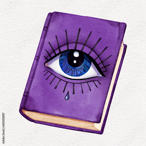 watercolor magic book with seeing eye