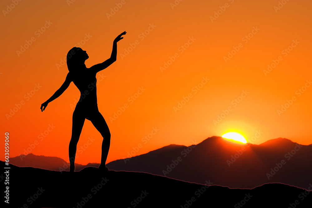 Young woman relaxing with early morning Yoga