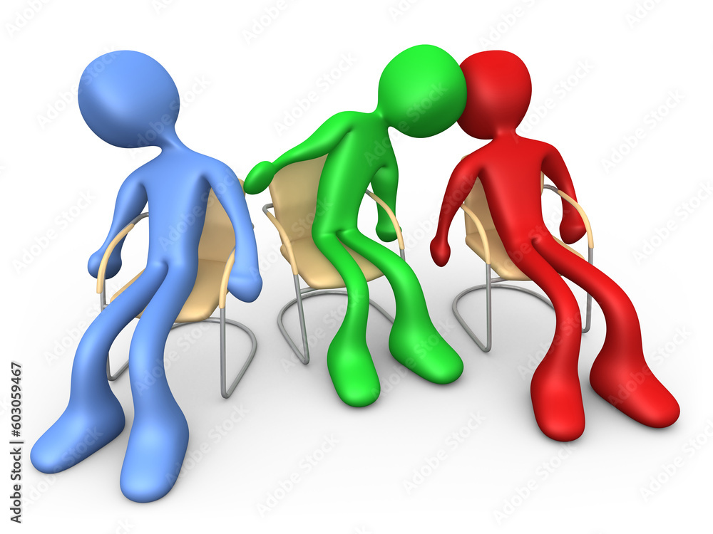 Three lazy cartoon characters sitting on chairs. Three lazy cartoon characters sitting on chairs.