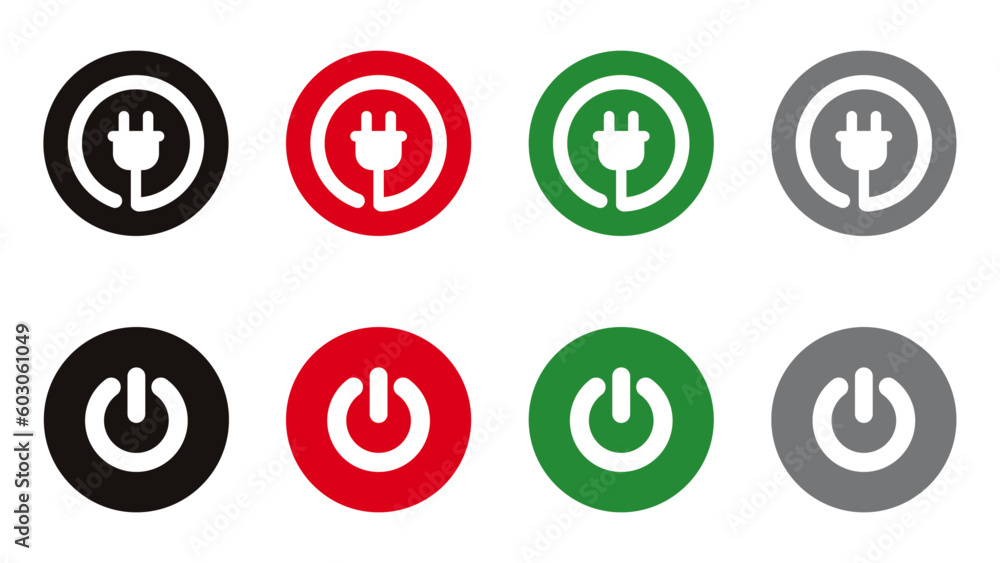 Shut down icons set on white background. Electric power vector isolated on white background. Vector illustration Shut down icons set on white background. Electric power vector isolated on white background. Vector illustration