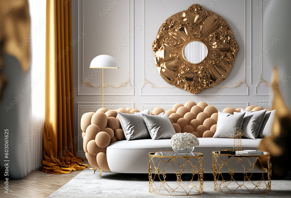 Generative Ai Illustration Of Glamour Modern Style Interior Design Generative Ai Illustration Of Glamour Modern Style Interior Design