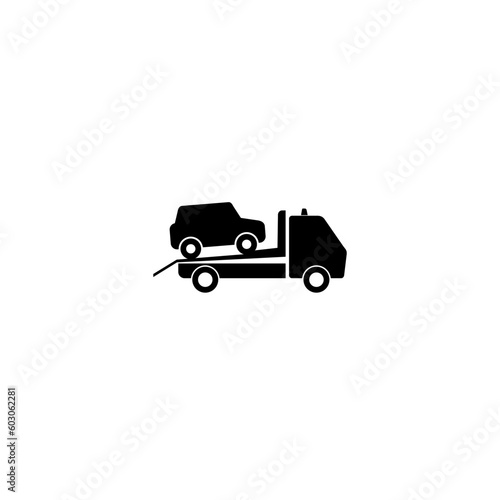 Towing truck with car icon isolated on white background 