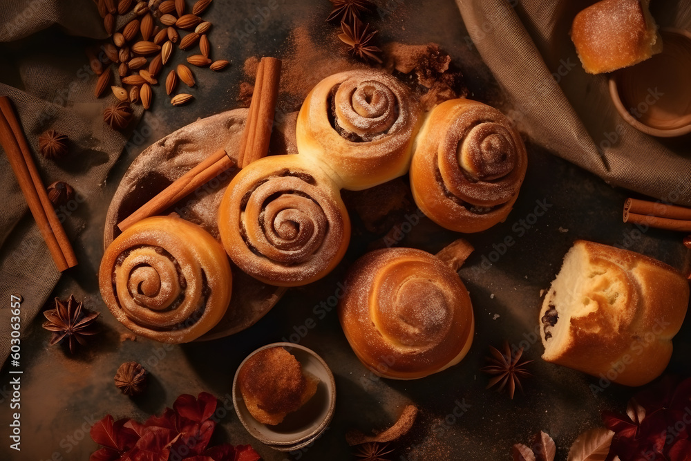 Delicious cinnamon rolls. Generative AI Delicious cinnamon rolls. Generative AI