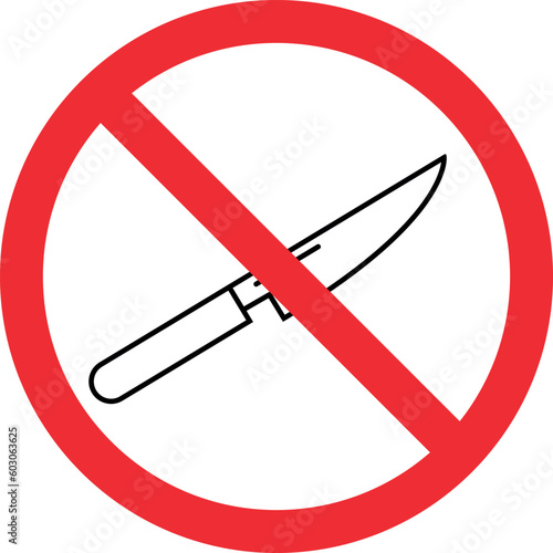 No knife sign vector. Forbidden signs and symbols.