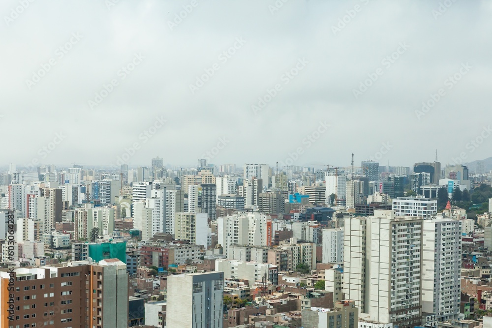 Lima city, panoramic view, drone shot, Perú Latin America