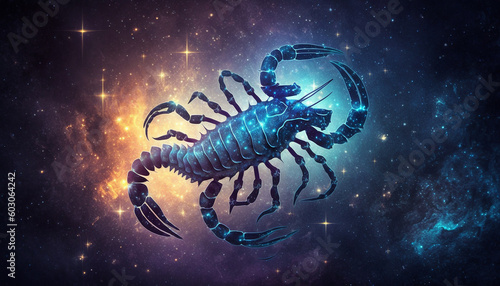 scorpion zodiac sign on space background. Generative AI,