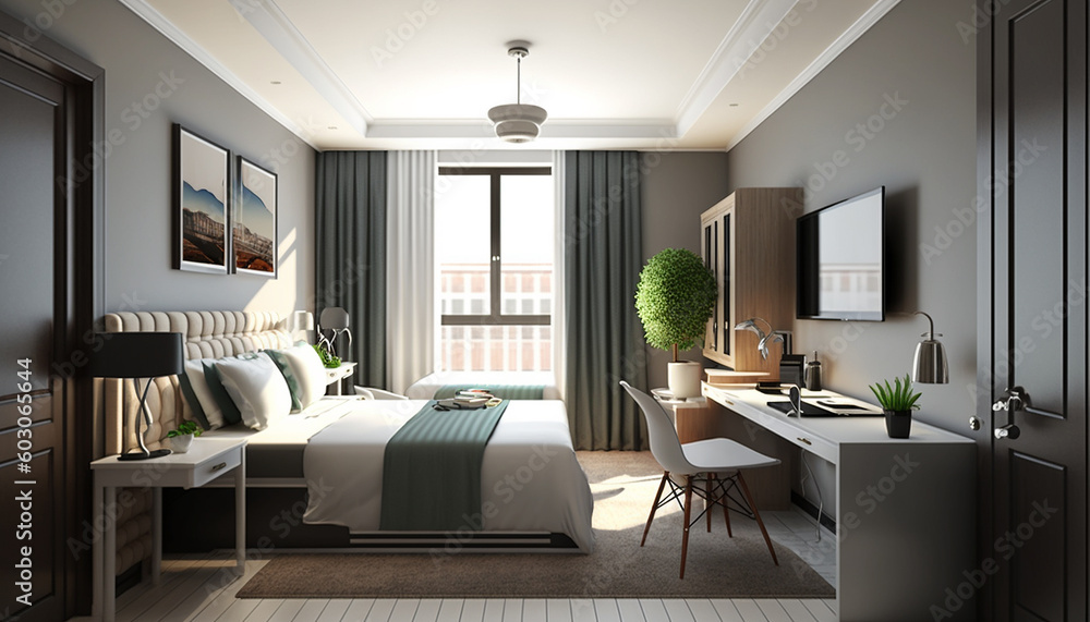 Generative AI illustration of glamour modern style interior design Generative AI illustration of glamour modern style interior design