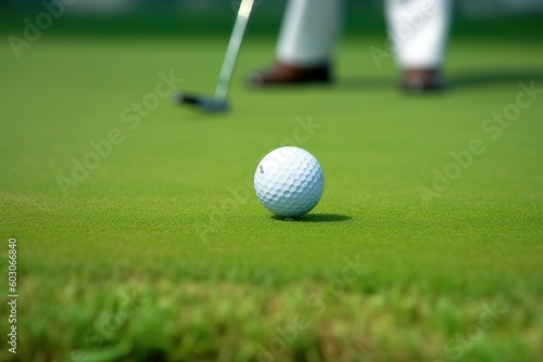 Golden Ball on Green Grass: Summer Golfing Fun and Recreation with Generative AI