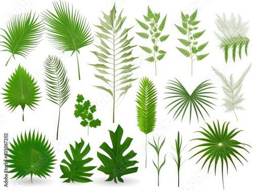 set of different plants Collection in cartoon style illustration. set isolated on white background. generative ai