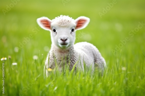 Adorable Baby Lamb in a Serene Field Meadow, Generative AI © Digital Dreamscape