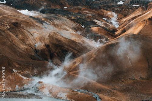 The sulphuric golden brown landscape of Iceland's geothermal area. photo