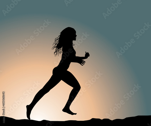 running fitness girl  vector illustration 