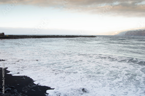 Canarian beach with black sand