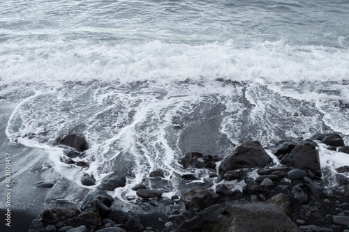 Canarian beach with black sand