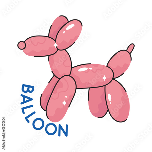 Balloons Dog doodle filled vector outline Sticker. EPS 10 file