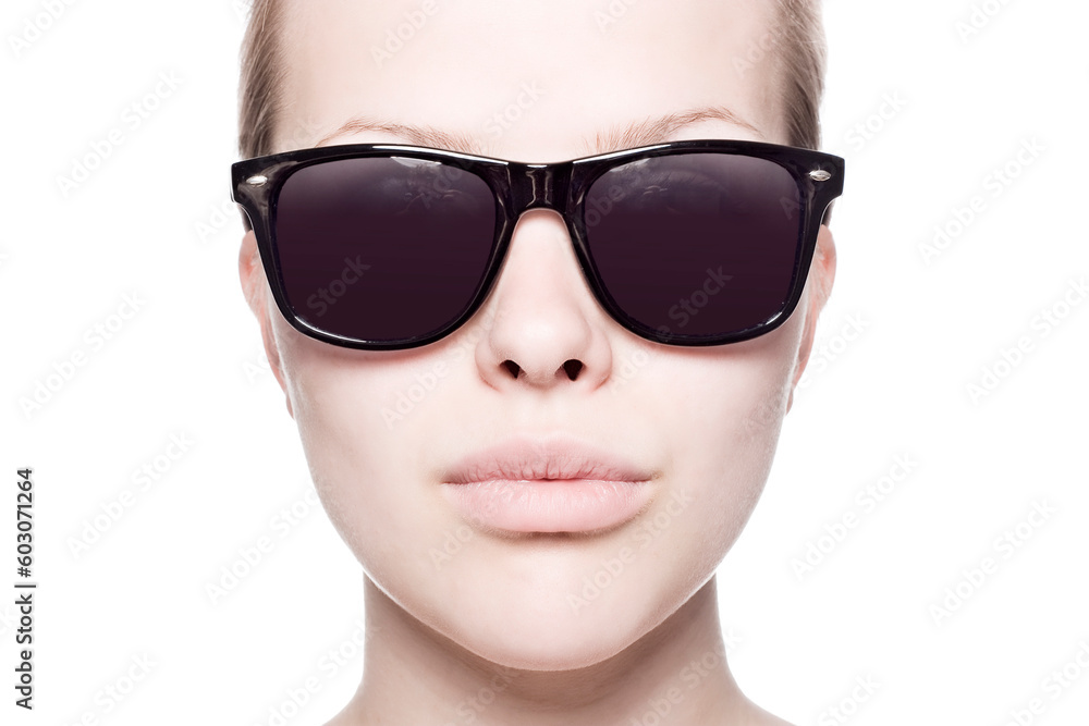 Fashion portrait of a sexy, young, beautiful woman wearing sunglasses Fashion portrait of a sexy, young, beautiful woman wearing sunglasses