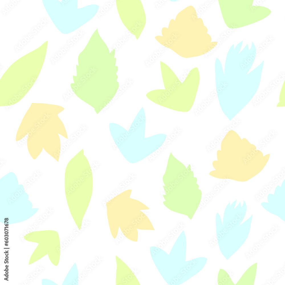  sad leaves with light colors simple seamless pattern. 